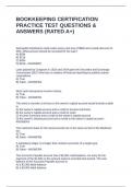 BOOKKEEPING CERTIFICATION PRACTICE TEST QUESTIONS & ANSWERS &lpar;RATED A&plus;&rpar;