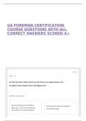 UA FOREMAN CERTIFICATION COURSE QUESTIONS WITH ALL CORRECT ANSWERS SCORED A&plus;