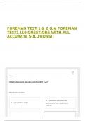 FOREMAN TEST 1 & 2 &lpar;UA FOREMAN TEST&rpar; 110 QUESTIONS WITH ALL ACCURATE SOLUTIONS&excl;&excl;