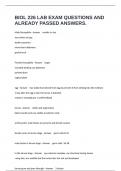 BIOL 226 LAB EXAM QUESTIONS AND ALREADY PASSED ANSWERS&period;