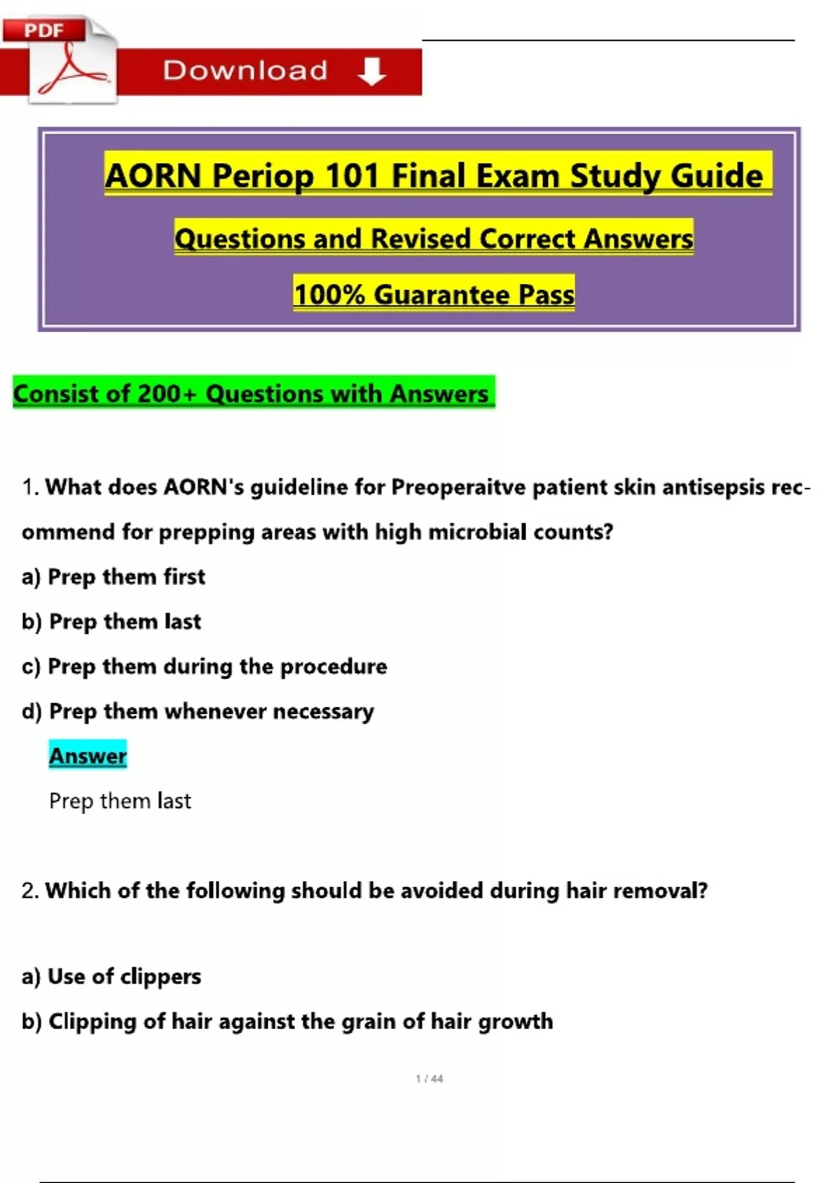 AORN Periop 101 Final Exam Study Guide (2025 / 2026) Expected Questions ...