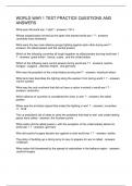 WORLD WAR 1 TEST PRACTICE QUESTIONS AND ANSWERS