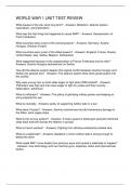 WORLD WAR 1 UNIT TEST REVIEW