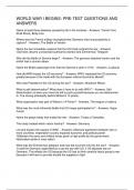 WORLD WAR I BEGINS PRE-TEST QUESTIONS AND ANSWERS