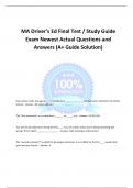 MA Driver's Ed Final Test &sol; Study Guide Exam Newest Actual Questions and Answers &lpar;A&plus; Guide Solution&rpar;