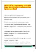 ISO&sol;IEC 27001 Lead Auditor 2025&sol;2026  Exam Questions Marking Scheme New  Update &vert; A&plus; Rated 