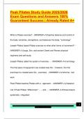Peak Pilates Study Guide 2025&sol;2026  Exam Questions and Answers 100&percnt;  Guaranteed Success &vert; Already Rated A&plus;