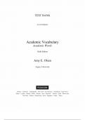 Test Bank - Academic Vocabulary&colon; Academic Words 6th Edition by Amy E&period; Olsen&comma; All chapters complete guide&vert; Latest Update