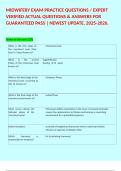 MIDWIFERY EXAM PRACTICE QUESTIONS &sol; EXPERT VERIFIED ACTUAL QUESTIONS & ANSWERS FOR GUARANTEED PASS &vert; NEWEST UPDATE&comma; 2025-2026&period; 