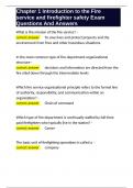 Chapter 1 Introduction to the Fire service and firefighter safety Exam Questions And Answers&period;docx