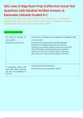 QAL Laws & Regs Exam Prep &lpar;California&rpar; Actual Test Questions with Detailed Verified Answers & Rationales &lpar;Already Graded A&plus;&rpar; 