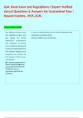 QAC Exam Laws and Regulations &sol; Expert Verified Actual Questions & Answers for Guaranteed Pass &vert; Newest Update&comma; 2025-2026  