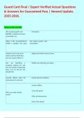 Guard Card Final &sol; Expert Verified Actual Questions & Answers for Guaranteed Pass &vert; Newest Update&comma; 2025-2026&period;  