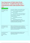 Texas Department of Public Safety Private Security Bureau - Qualified Manager Exam &sol; Comprehensive Study Guide Questions Bank &sol; Q&A  