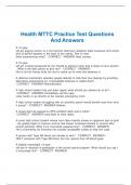 Health MTTC Practice Test Questions  And Answers 