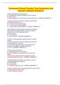 Tennessee Permit Practice Test Questions and Answers Already Graded A