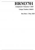 HRM3701 Assignment 3 &lpar;ANSWERS&rpar; Semester 1 2025 &lpar;340610&rpar; Due 2 May 2025