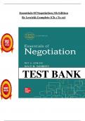 TEST BANK For Essentials of Negotiation&comma; 7th Edition by Roy Lewicki&comma; Bruce Barry&comma; Verified Chapters 1 - 12&comma; Complete Newest Version