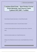 Louisiana Real Estate - State Portion License Exam Questions And Answers Latest Updated 2025 &vert;100&percnt; Verified&period;