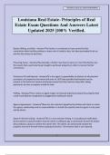Louisiana Real Estate- Principles of Real Estate Exam Questions And Answers Latest Updated 2025 &vert;100&percnt; Verified&period;