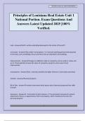 Principles of Louisiana Real Estate Unit 1 National Portion&period; Exam Questions And Answers Latest Updated 2025 &vert;100&percnt; Verified&period;