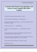 Louisiana Real Estate Exam Questions And Answers Latest Updated 2025 &vert;100&percnt; Verified&period;