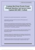 Louisiana Real Estate Practice Exams &lpar;National&rpar; Questions And Answers Latest Updated 2025 &vert;100&percnt; Verified&period;