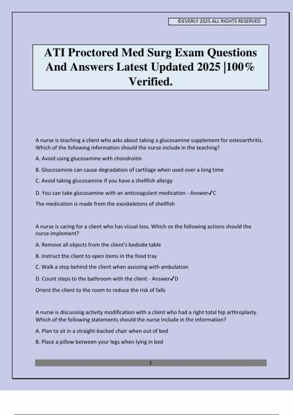 ATI Proctored Med Surg Exam Questions And Answers Latest Updated 2025 ...