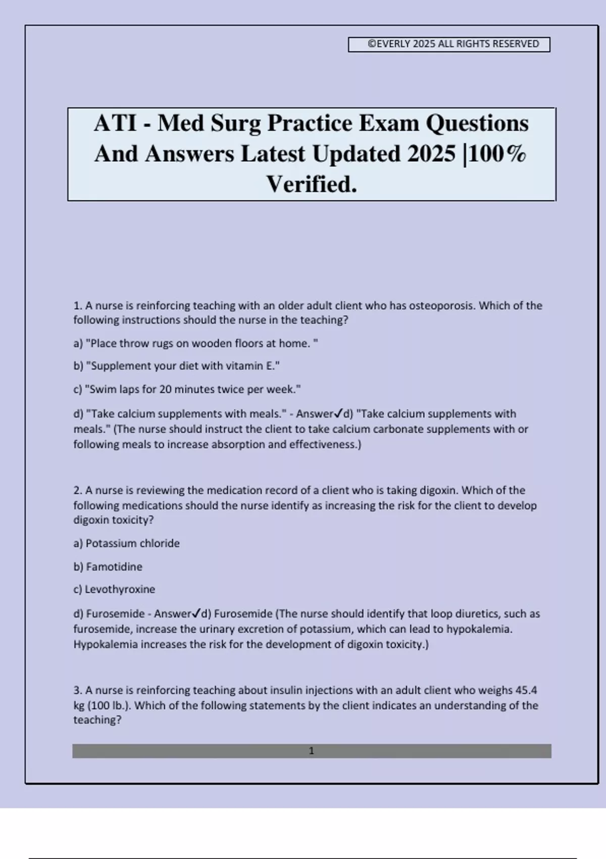 ATI - Med Surg Practice Exam Questions And Answers Latest Updated 2025 ...