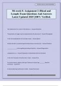 Mt-week 8- Assignment 2 &lpar;Blood and Lymph&rpar; Exam Questions And Answers Latest Updated 2025 &vert;100&percnt; Verified&period;