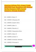 American Airlines FULL Airport Codes  2025&sol;2026 Exam Questions with Detailed  Verified Answers &lpar;100&percnt; Correct  Answers&rpar; &vert; Already Graded A&plus;