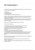 CIC&colon; Practice Exam 1 &lpar;2025&sol;2026 NEWEST UPDATE&rpar; COMPLETE QUESTIONS AND VERIFIED ANSWERS ALREADY GRADED A&plus;&excl;&excl;