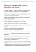 Biology final exam living systems questions and answers