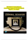 TEST BANK For Criminal Behavior&colon; A Psychological Approach 12th Edition &lpar;Bartol&rpar; Chapters 1 - 16&comma; Complete