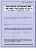 Recognizing and Reporting Child Abuse Pennsylvania&period; Exam Questions And Answers Latest Updated 2025 &vert;100&percnt; Verified&period;