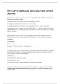 NUR 207 Final Exam questions with correct answers