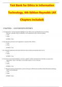 Test Bank for Ethics in Information Technology&comma; 6th Edition Reynolds &lpar;All Chapters included&rpar;