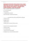 MINNESOTA PESTICIDE APPLICATOR ACTUAL EXAM QUESTIONS AND WELL ELABORATED ANSWERS TOP RATED VERSION FOR ALREADY A GRADED WITH EXPERT FEEDBACK &vert; NEW AND REVISED