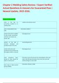 Chapter 2 Welding Safety Review &sol; Expert Verified Actual Questions & Answers for Guaranteed Pass &vert; Newest Update&comma; 2025-2026&period; 