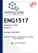 ENG1517 Assignment 1 &lpar;DETAILED ANSWERS&rpar; 2025 - DISTINCTION GUARANTEED