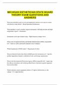 MICHIGAN ESTHETICIAN STATE BOARD  THEORY EXAM QUESTIONS AND  ANSWERS 