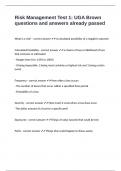 Risk Management Test 1&colon; UGA Brown questions and answers already passed