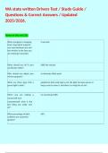 WA state written Drivers Test &sol; Study Guide &sol; Questions & Correct Answers &sol; Updated 2025&sol;2026&period; 