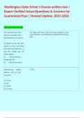 Washington State Driver's license written test &sol; Expert Verified Actual Questions & Answers for Guaranteed Pass &vert; Newest Update&comma; 2025-2026&period;