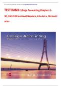 College Accounting &lpar;16th Edition&rpar; &vert; Complete Test Bank &ndash; Chapters 1&ndash;30 &vert; Haddock&comma; Price&comma; Farina  9780070099586