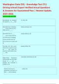 Washington State DOL - Knowledge Test &lpar;911 Driving School&rpar; Expert Verified Actual Questions & Answers for Guaranteed Pass &vert; Newest Update&comma; 2025-2026&period; Terms in this set &lpar;128&rpar;  Roundabouts are designed for speeds of &lowbar;&lowbar; to &lowbar;&lowbar;&lowbar; mph&Tab;15&comma; 20 &lpar;p&period; 33&rpar; Reversible l