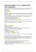 NURS100 WEEK 2 CH 11 QUESTIONS AND ANSWERS