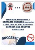 MNM2604 Assignment 3 &lpar;COMPLETE ANSWERS&rpar; semester 1 2025 DUE 30 April 2025&semi;100&percnt; CORRECT AND TRUSTED SOLUTIONS