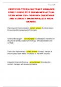 CERTIFIED TEXAS CONTRACT MANAGER  STUDY GUIDE 2025 BRAND NEW ACTUAL  EXAM WITH 100&percnt; VERIFIED QUESTIONS  AND CORRECT SOLUTIONS&vert; ACE YOUR  GRADES&period;