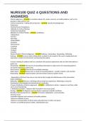 NURS100 QUIZ 4 QUESTIONS AND ANSWERS